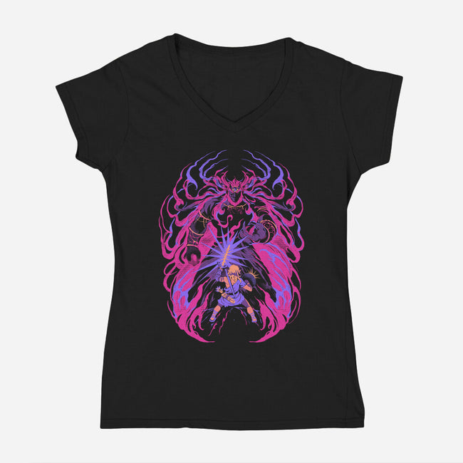 Light Against The Demon King-Womens-V-Neck-Tee-ilustrata