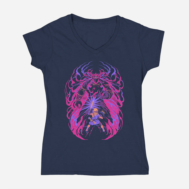 Light Against The Demon King-Womens-V-Neck-Tee-ilustrata