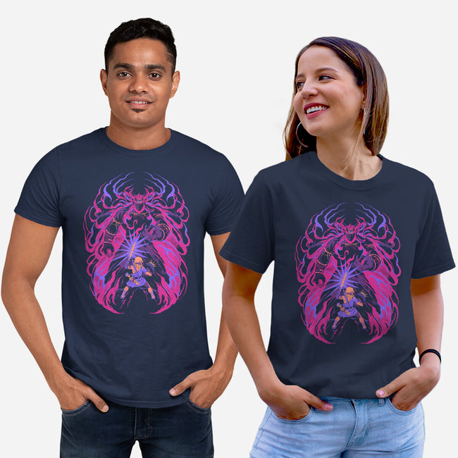 Light Against The Demon King-Unisex-Basic-Tee-ilustrata