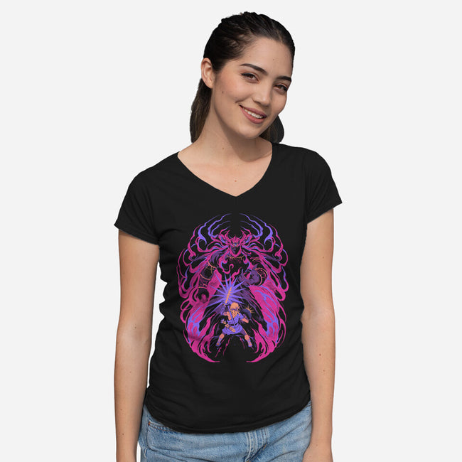 Light Against The Demon King-Womens-V-Neck-Tee-ilustrata