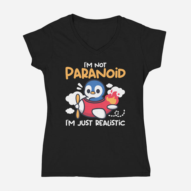 Paranoid Penguin-Womens-V-Neck-Tee-NemiMakeit