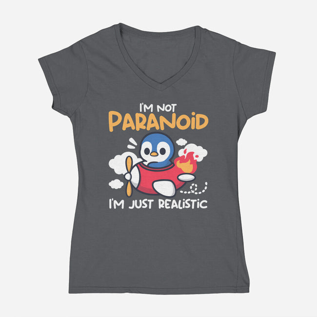 Paranoid Penguin-Womens-V-Neck-Tee-NemiMakeit