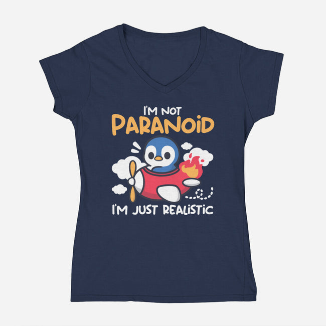 Paranoid Penguin-Womens-V-Neck-Tee-NemiMakeit