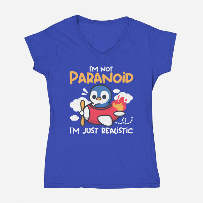 Paranoid Penguin-Womens-V-Neck-Tee-NemiMakeit