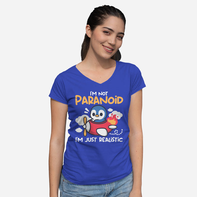 Paranoid Penguin-Womens-V-Neck-Tee-NemiMakeit