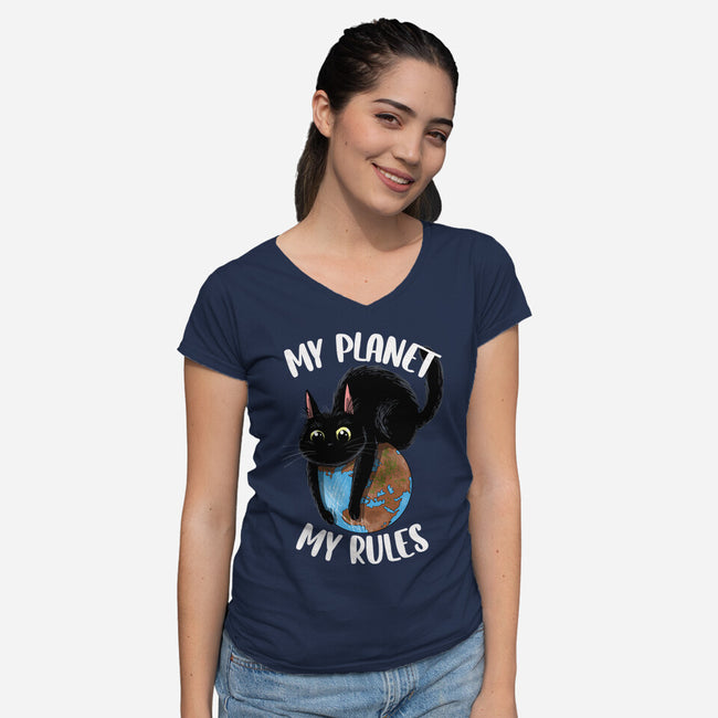 My Rules-Womens-V-Neck-Tee-zascanauta