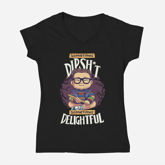 Sometimes Delightful-Womens-V-Neck-Tee-Geekydog
