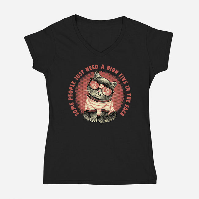 High Five In The Face-Womens-V-Neck-Tee-glitchygorilla
