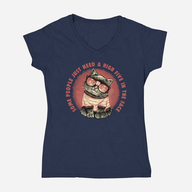 High Five In The Face-Womens-V-Neck-Tee-glitchygorilla