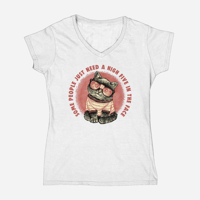 High Five In The Face-Womens-V-Neck-Tee-glitchygorilla