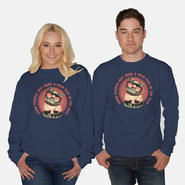 High Five In The Face-Unisex-Crew Neck-Sweatshirt-glitchygorilla
