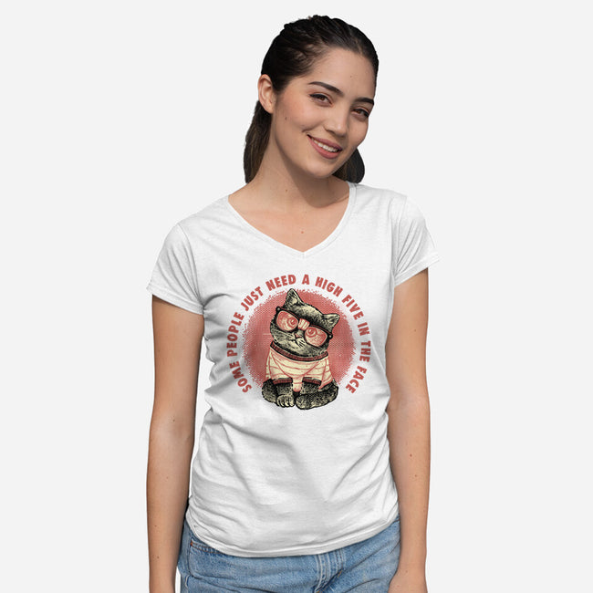 High Five In The Face-Womens-V-Neck-Tee-glitchygorilla