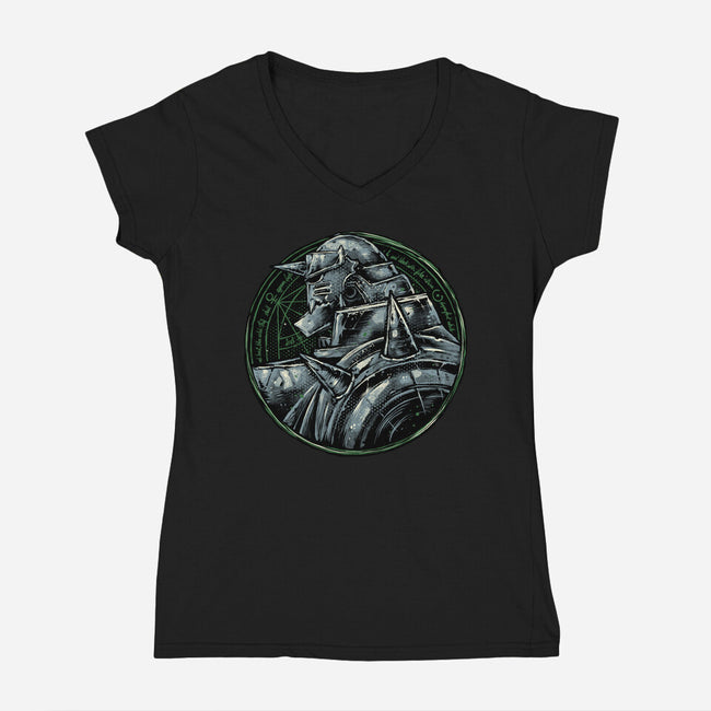 Metallic Soul-Womens-V-Neck-Tee-glitchygorilla