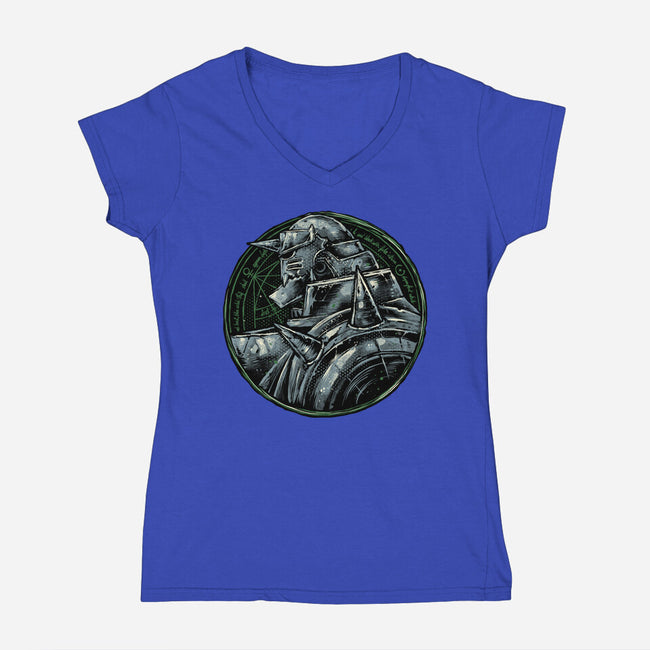 Metallic Soul-Womens-V-Neck-Tee-glitchygorilla