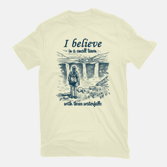 Small Town With Three Waterfalls-Mens-Basic-Tee-NMdesign