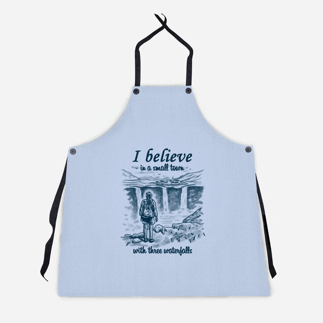 Small Town With Three Waterfalls-Unisex-Kitchen-Apron-NMdesign