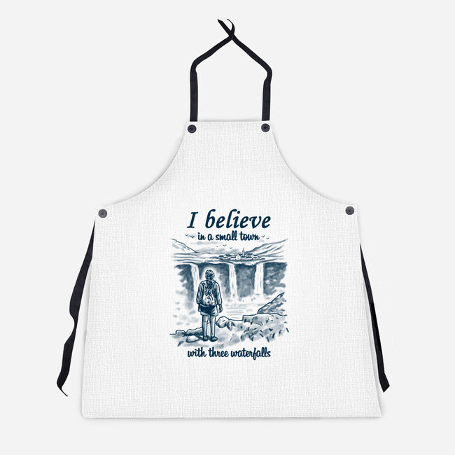 Small Town With Three Waterfalls-Unisex-Kitchen-Apron-NMdesign