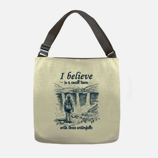 Small Town With Three Waterfalls-None-Adjustable Tote-Bag-NMdesign