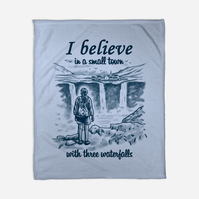 Small Town With Three Waterfalls-None-Fleece-Blanket-NMdesign
