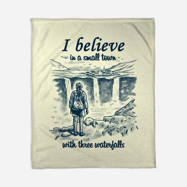 Small Town With Three Waterfalls-None-Fleece-Blanket-NMdesign