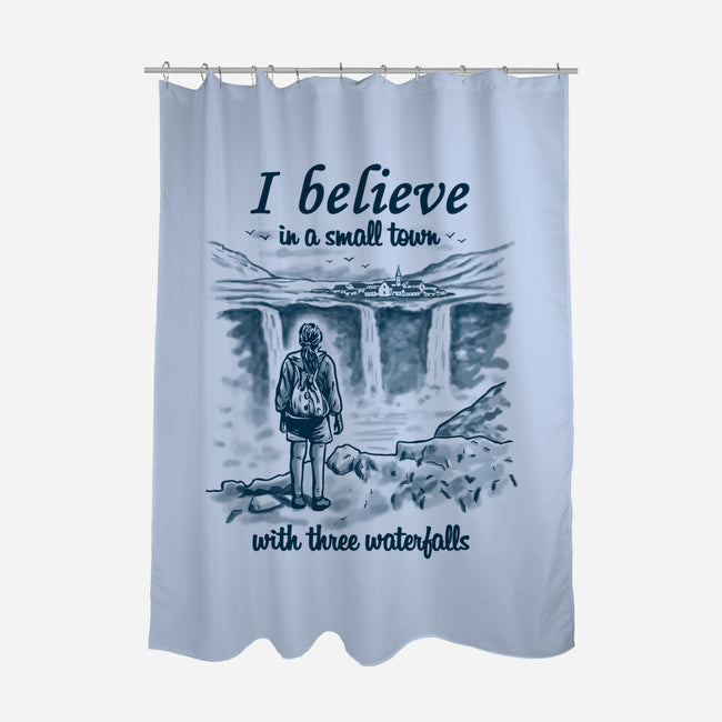 Small Town With Three Waterfalls-None-Polyester-Shower Curtain-NMdesign