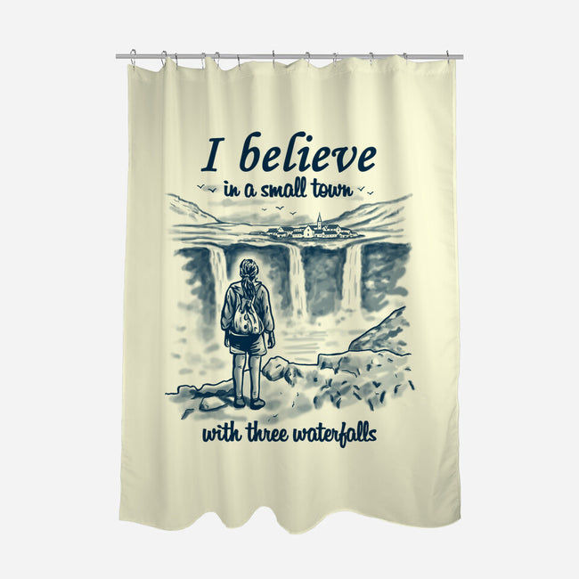 Small Town With Three Waterfalls-None-Polyester-Shower Curtain-NMdesign