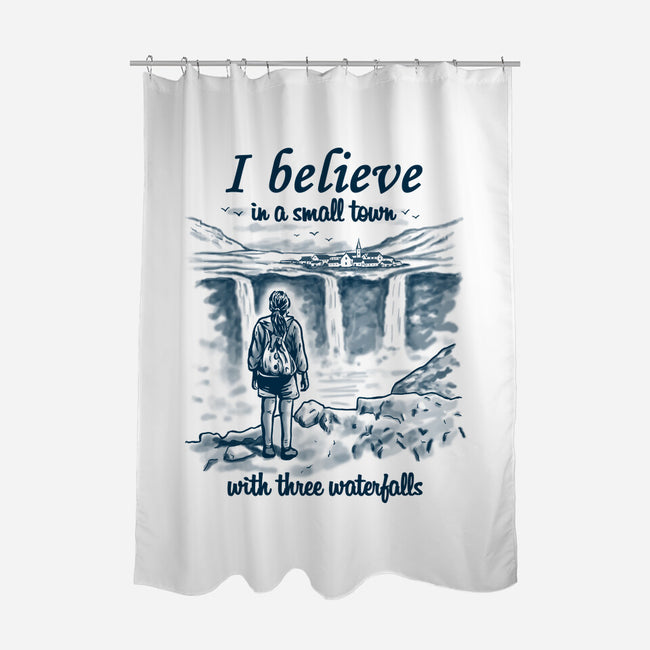 Small Town With Three Waterfalls-None-Polyester-Shower Curtain-NMdesign