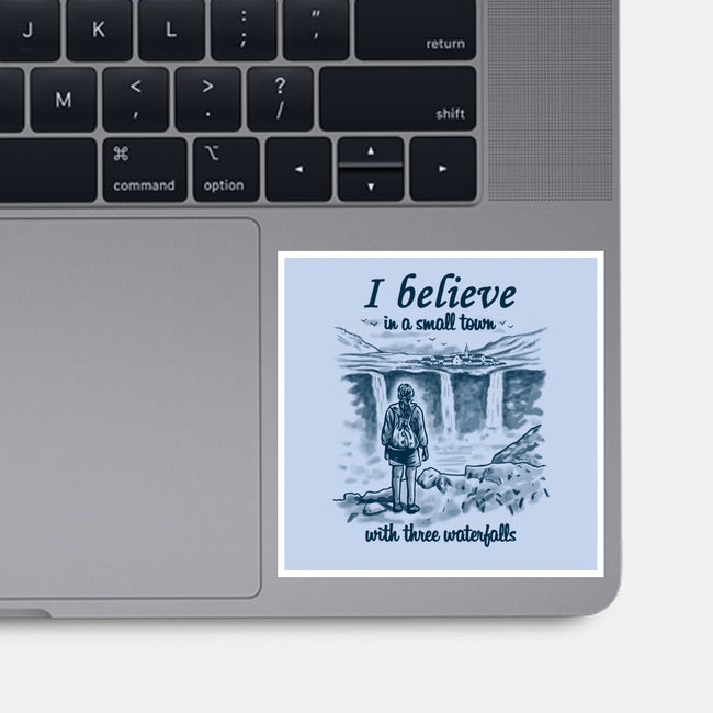 Small Town With Three Waterfalls-None-Glossy-Sticker-NMdesign