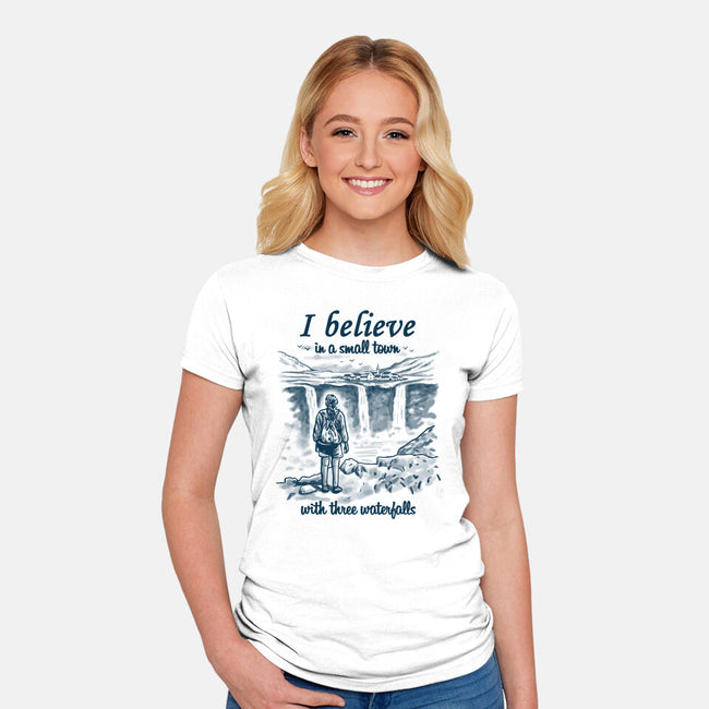 Small Town With Three Waterfalls-Womens-Fitted-Tee-NMdesign