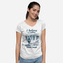 Small Town With Three Waterfalls-Womens-V-Neck-Tee-NMdesign