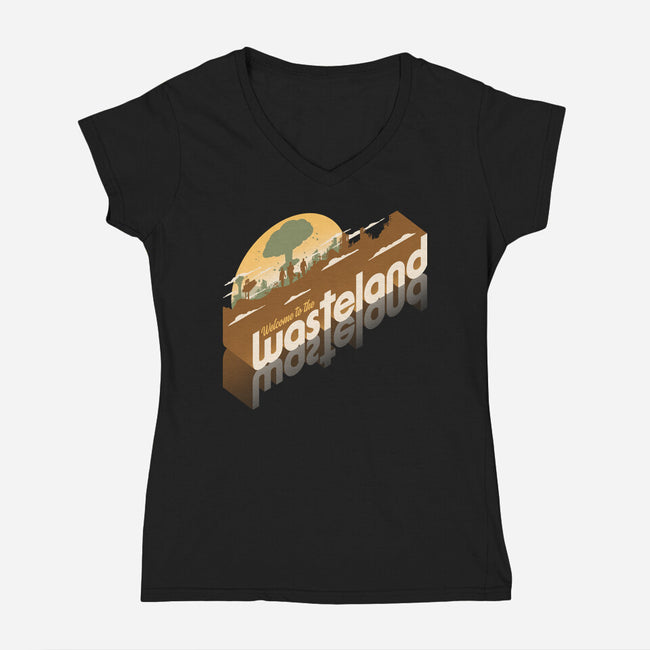 Sunset Wasteland-Womens-V-Neck-Tee-Getsousa!