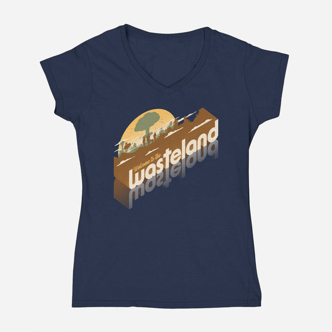 Sunset Wasteland-Womens-V-Neck-Tee-Getsousa!