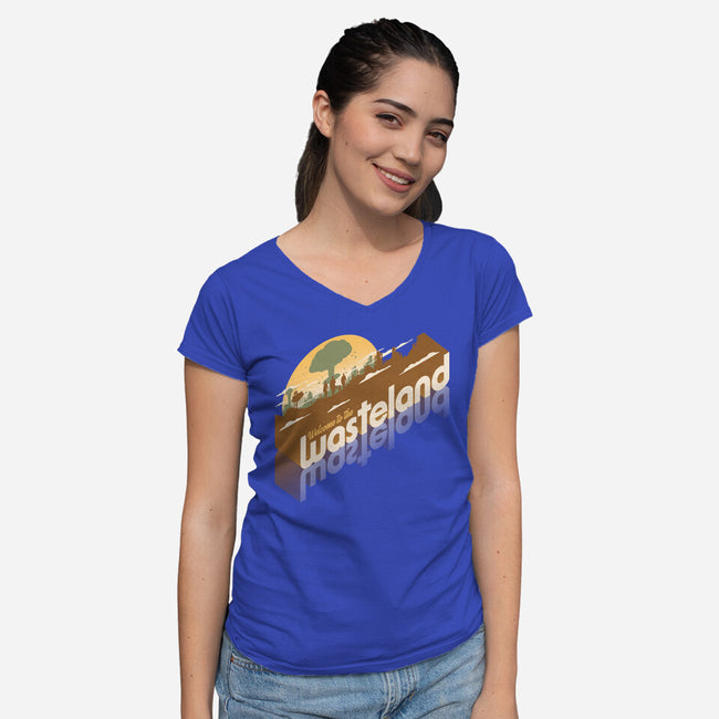 Sunset Wasteland-Womens-V-Neck-Tee-Getsousa!
