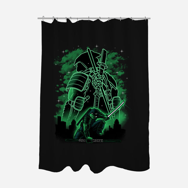 Last Ronin Shadow Line-Art-None-Polyester-Shower Curtain-Astrobot Invention