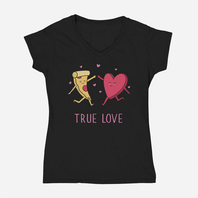 True Pizza Love-Womens-V-Neck-Tee-brunopires