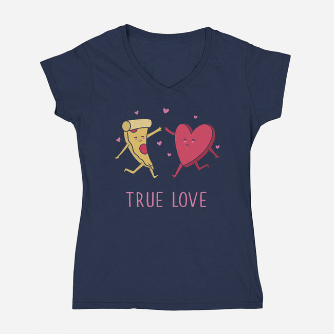 True Pizza Love-Womens-V-Neck-Tee-brunopires