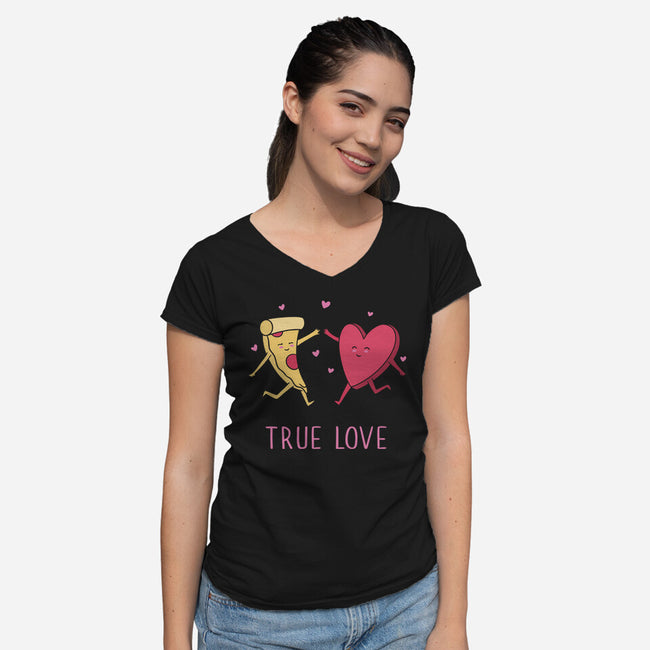 True Pizza Love-Womens-V-Neck-Tee-brunopires