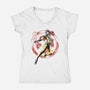 Psychic Phoenix Sumi-E-Womens-V-Neck-Tee-Astrobot Invention
