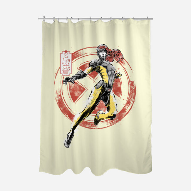 Psychic Phoenix Sumi-E-None-Polyester-Shower Curtain-Astrobot Invention