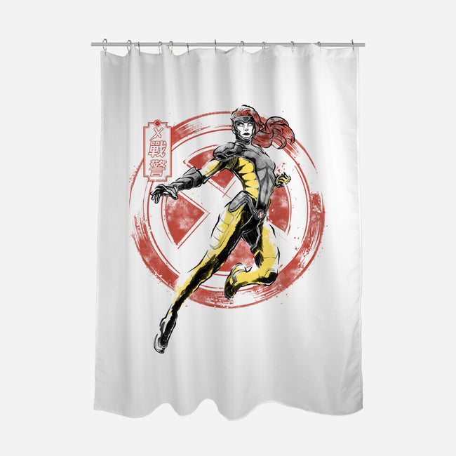 Psychic Phoenix Sumi-E-None-Polyester-Shower Curtain-Astrobot Invention
