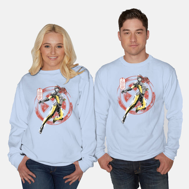 Psychic Phoenix Sumi-E-Unisex-Crew Neck-Sweatshirt-Astrobot Invention
