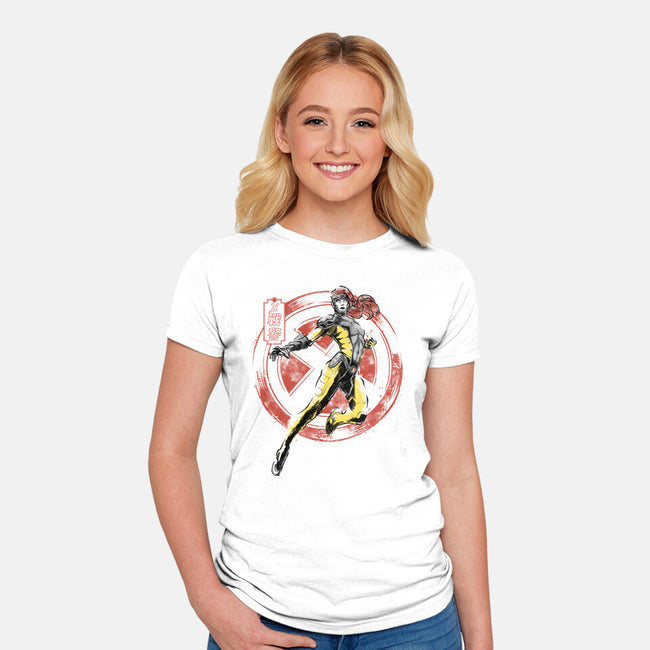 Psychic Phoenix Sumi-E-Womens-Fitted-Tee-Astrobot Invention