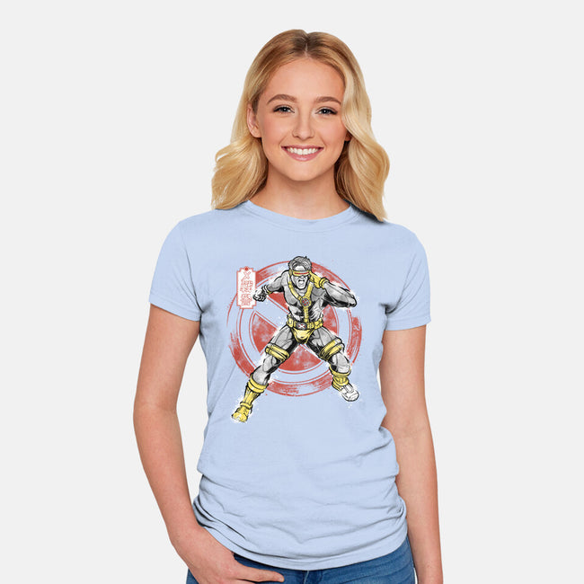 Beam Master Sumi-E-Womens-Fitted-Tee-Astrobot Invention