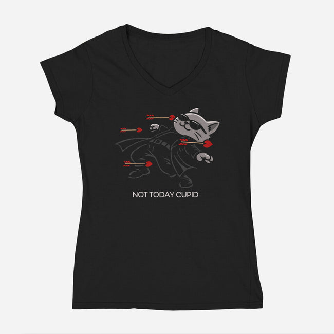 Not Today Cupid-Womens-V-Neck-Tee-Popnotic