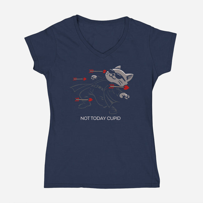 Not Today Cupid-Womens-V-Neck-Tee-Popnotic