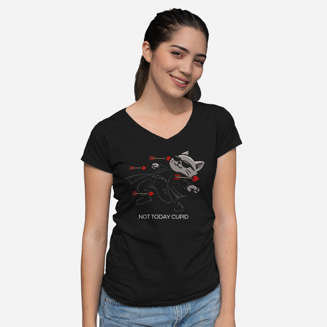 Not Today Cupid-Womens-V-Neck-Tee-Popnotic
