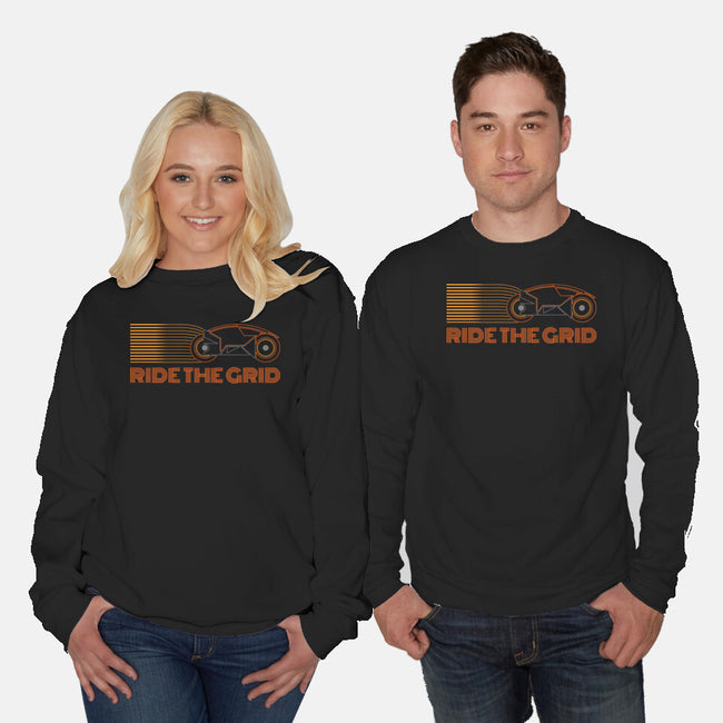 Retro Futurism Ride The Grid-Unisex-Crew Neck-Sweatshirt-sachpica