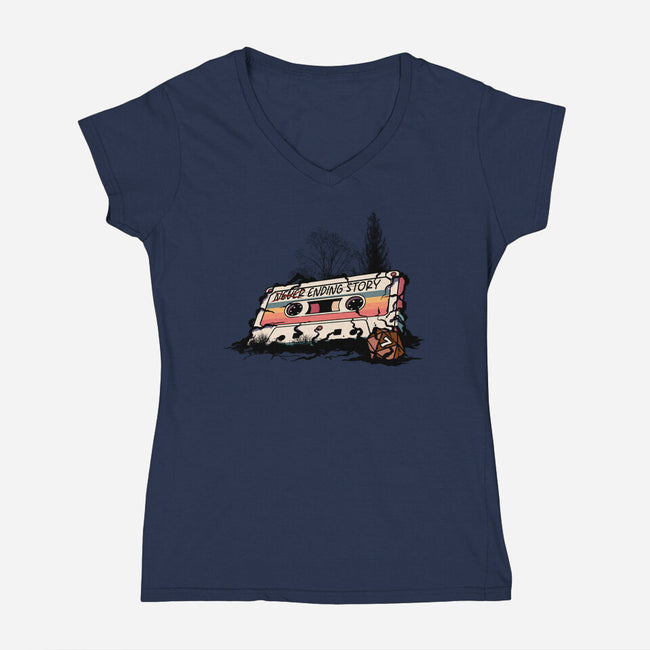 Ending Story-Womens-V-Neck-Tee-fanfabio