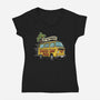 Surfer Boy Pizza-Womens-V-Neck-Tee-LILIVIA