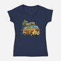 Surfer Boy Pizza-Womens-V-Neck-Tee-LILIVIA